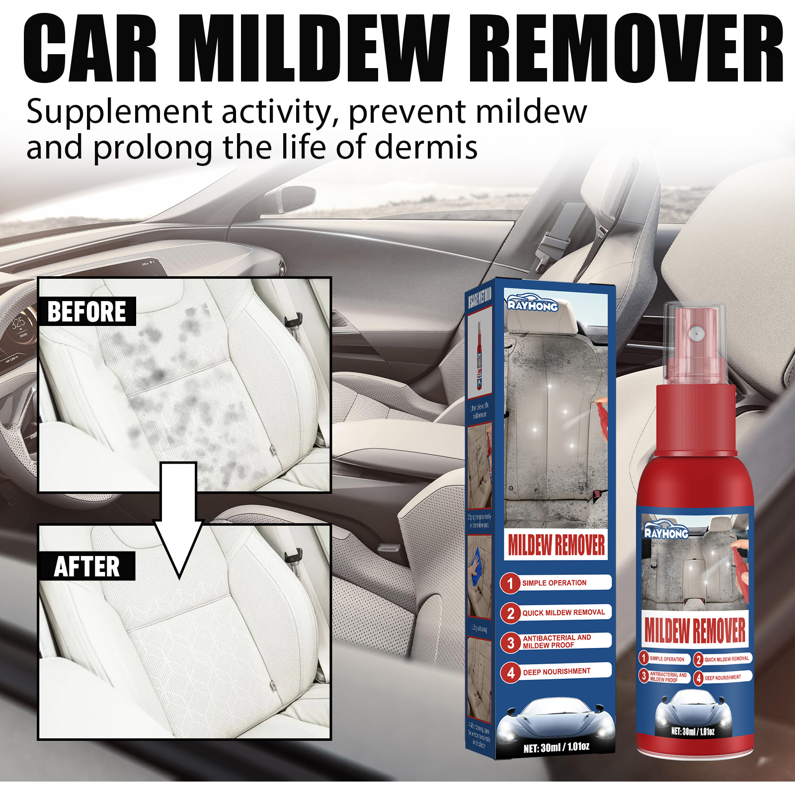 Car Mildew Remover Spray Multi - Leather Cleaner Interior avaliação e preço